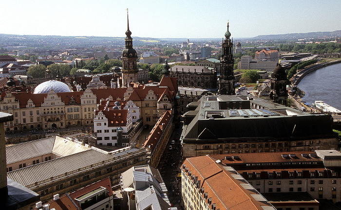 Bick von der Kuppel der Frauenkirche: Innere Altstadt Dresden