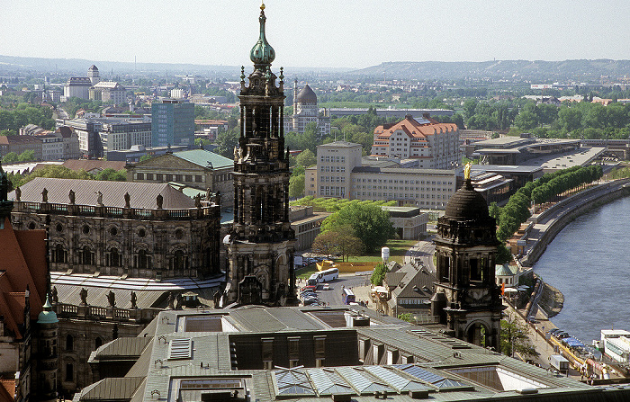 Dresden Bick von der Kuppel der Frauenkirche: Innere Altstadt mit Katholischer Hofkirche Congresscenter Dresden Erlweinspeicher Haus der Presse Katholische Hofkirche Sächsischer Landtag