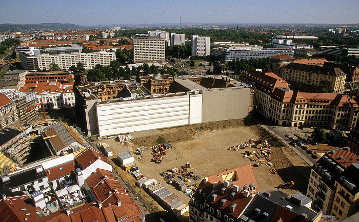 Dresden Bick von der Kuppel der Frauenkirche: Innere Altstadt, Pirnaische Vorstadt Polizeidirektion Dresden Rudolf-Harbig-Stadion