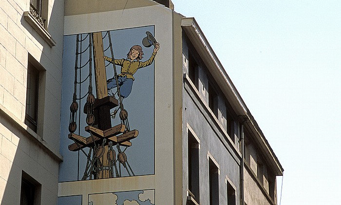 Brüssel Rue des Fabriques: Comic-Wandgemälde Cori der Schiffsjunge Wandgemälde Cori der Schiffsjunge