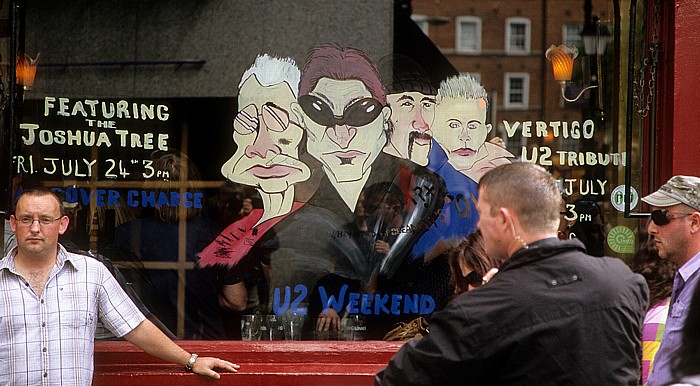 Dublin Temple Bar: Werbung für eine U2-Coverband