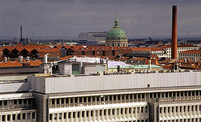 Kopenhagen Blick vom Runden Turm (Rundetårn): Marmorkirche (Frederikskirche / Frederiks Kirken) Marmorkirken Runder Turm (Rundetårn)