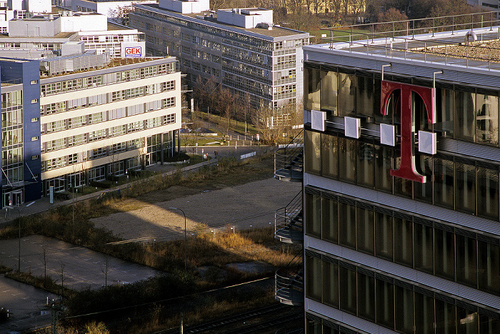 Blick vom Technischen Rathaus: Berg am Laim: Telekom Center München (TCM) Technisches Rathaus Ten Towers (Deutsche Telekom AG)