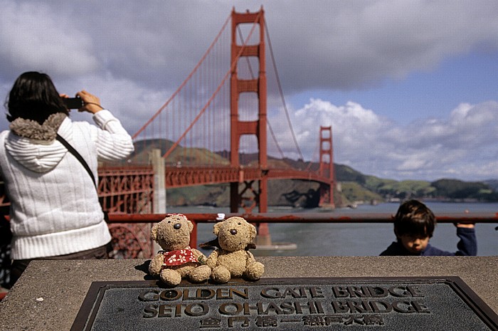 San Francisco Gedenktafel: Teddine und Teddy Golden Gate Bridge San Francisco Bay