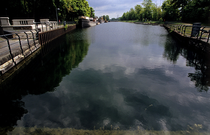 Schleusenpark Waltrop: Blick vom Schiffshebewerk Henrichenburg: Dortmund-Ems-Kanal