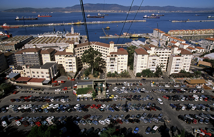 Blick aus der Gibraltar Cable Car (Seilbahn) Bay of Gibraltar