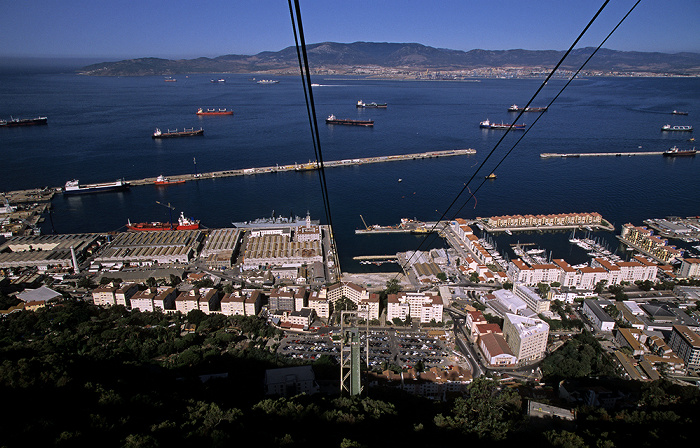 Blick aus der Gibraltar Cable Car (Seilbahn) Gibraltar