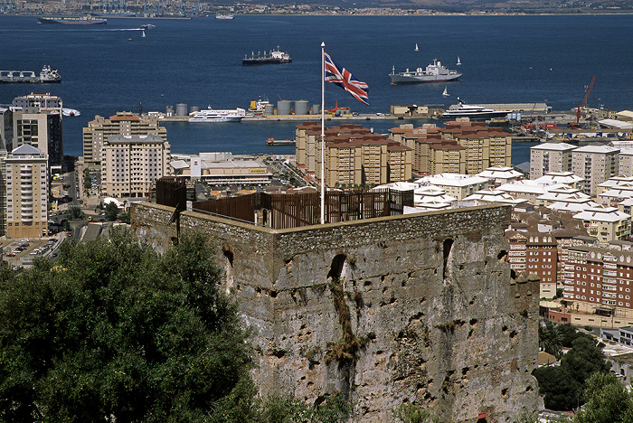 Fels von Gibraltar: Maurische Burg (Moorish Castle) Bay of Gibraltar