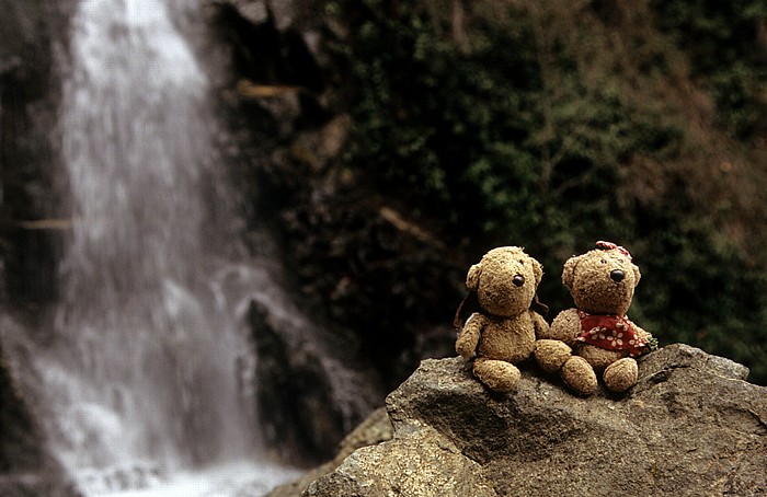 Kryos Potamos Troodos-Gebirge: Kaledonia Trail: Teddy und Teddine an den Kaledonia-Wasserfällen