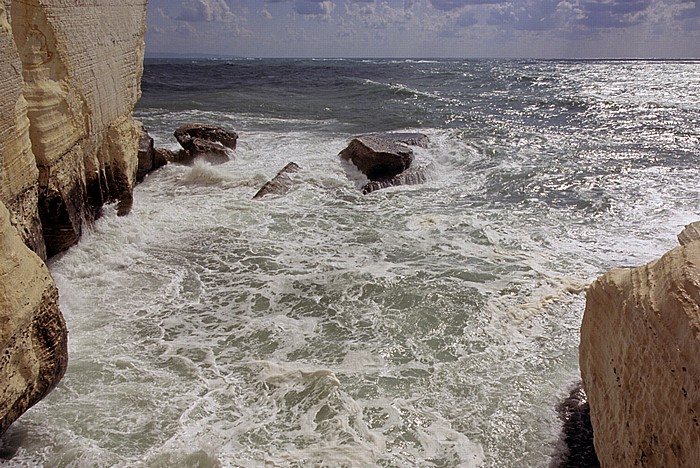 Rosh HaNikra Kalksteinfelsen, Mittelmeer