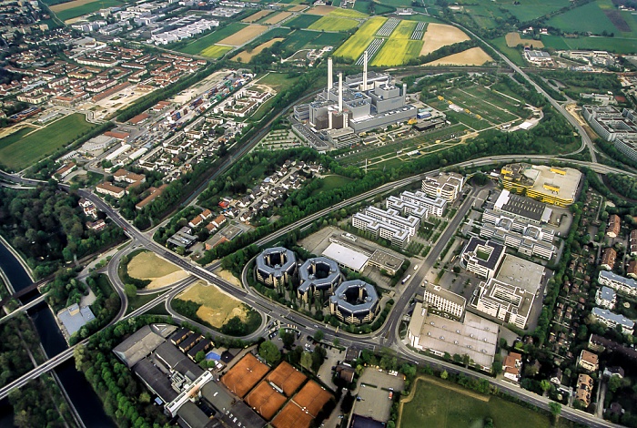 Luftbild aus Zeppelin: Föhringer Ring, Heizkraftwerk München-Nord, Feringapark, Kreisstraße M3 München 2011