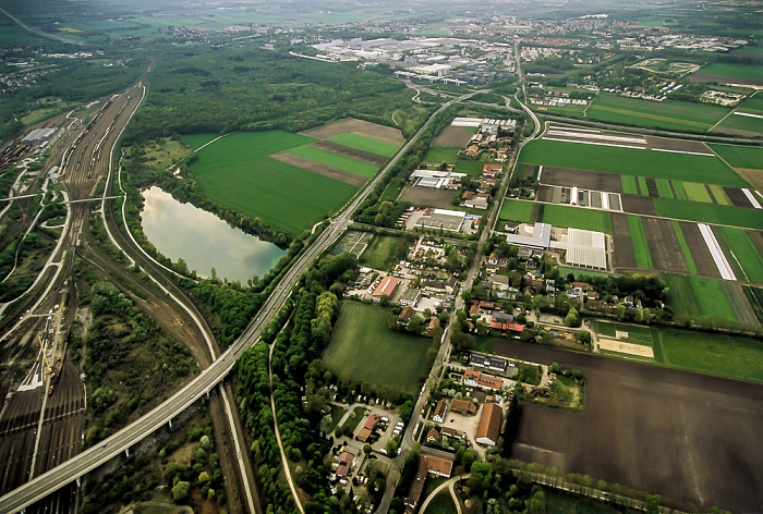 Luftbild aus Zeppelin: Moosach - Rangierbahnhof München Nord, Dachauer Straße München