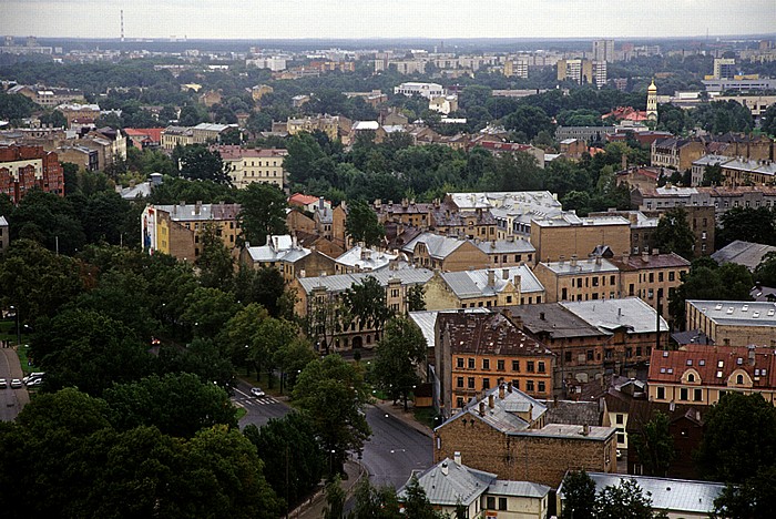 Blick vom Kultur- und Wissenschaftspalast (Akademie der Wissenschaften): Moskauer Vorstadt (Maskavas forstate) Riga