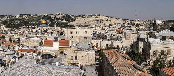 Blick von der Davidszitadelle: Altstadt mit Felsendom und Hurva-Synagoge (rechts) Jerusalem