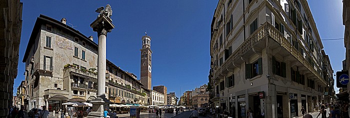 Centro Storico (Altstadt): Piazza delle Erbe, Torre dei Lamberti Verona