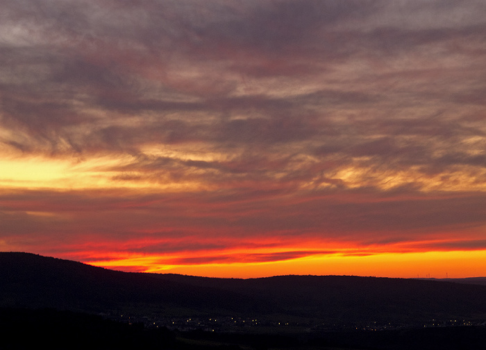 Schloss Veldenz: Sonnenuntergang über Hunsrück und Eifel Veldenz