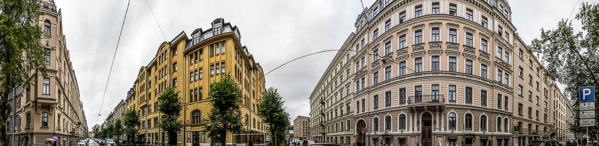 Riga Jugendstilviertel: Ecke Antonijasstraße (Antonijas iela) / Albertstraße (Alberta iela)
