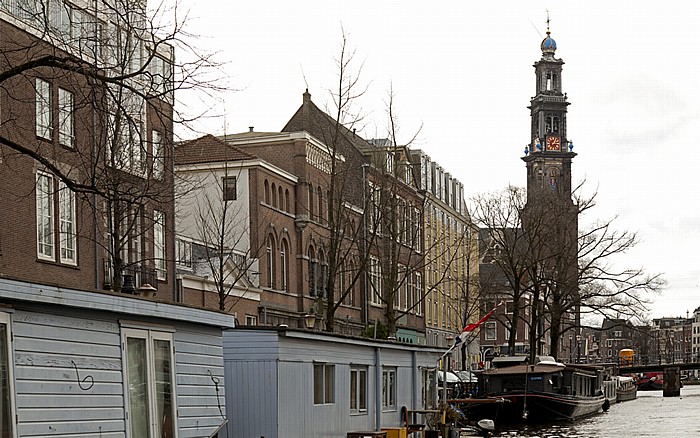 Amsterdam Prinsengracht: Hausboote Nieuwe Wercksbrug Westerkerk