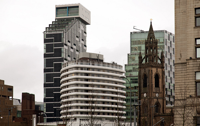 V.l.: Unity Residential, Atlantic Tower, Unity Commercial, Church of Our Lady and Saint Nicholas Liverpool