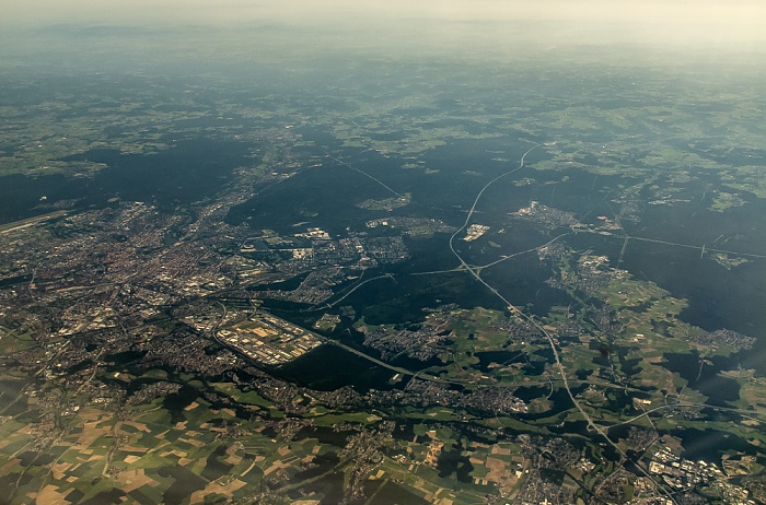 Nürnberg Autobahnkreuz Nürnberg-Süd Bundesautobahn A 6 Bundesautobahn A 73 Hafen Nürnberg Main-Donau-Kanal Luftbild aerial photo