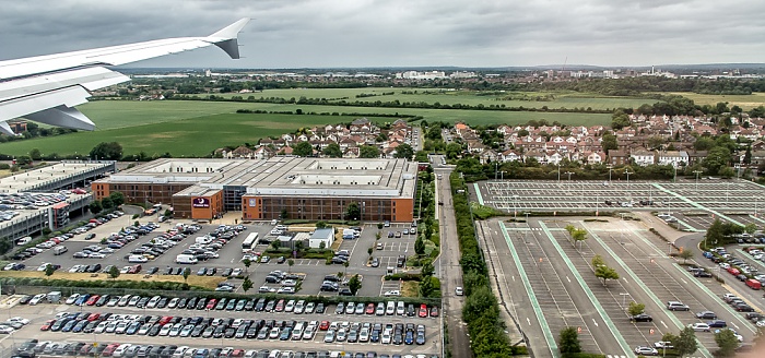 London Borough of Hillingdon Harlington Premier Inn Heathrow Airport Bath Road Q Park T1, T2 and T3 Long Stay Car Park Luftbild aerial photo