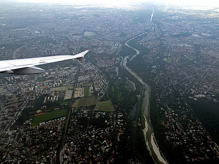 München V.l.: Sendling, Isar, Untergiesing-Harlaching Flaucher Luftbild aerial photo