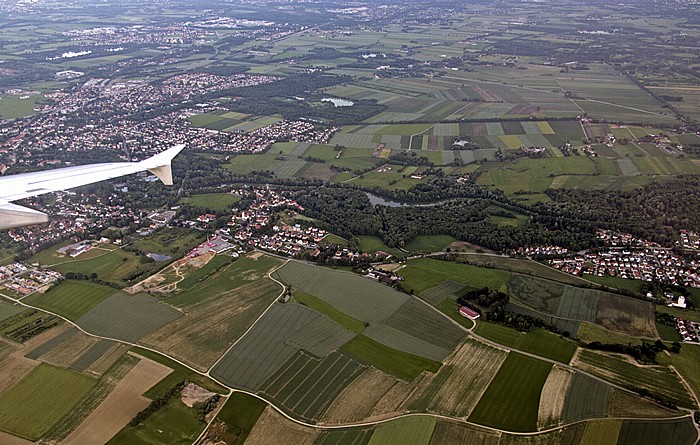 Bayern - Landkreis Dachau: Dachau, Amper Karlsfeld Karlsfelder See Luftbild aerial photo