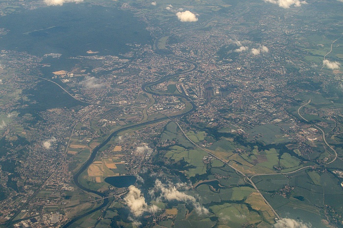 Sachsen - Landkreis Meißen, Dresden Autobahndreieck Dresden-West Bundesautobahn A 17 Bundesautobahn A 4 Dölzschener Tunnel Pumpspeicherwerk Niederwartha Luftbild aerial photo