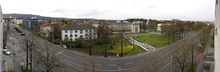 Kassel Blick aus dem InterCityHotel: Wilhelmshöher Allee Bahnhof Kassel-Wilhelmshöhe Bergpark Wilhelmshöhe Bundessozialgericht Herkules Oktogon