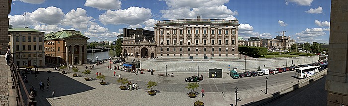 Mynttorget, Helgeandsholmen mit dem Riksdagshuset (Schwedischer Reichstag)) Stockholm