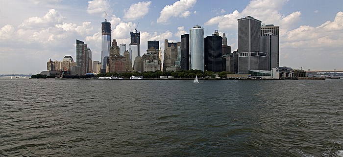 Blick von der Staten Island Ferry: Hudson River, Lower Manhattan, East River New York City