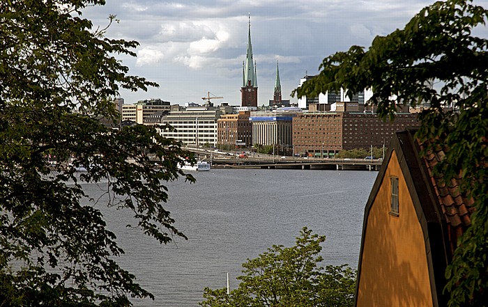 Stockholm Blick von Södermalm: Riddarfjärden und Norrmalm Klarakirche Sankt Johannes kyrka