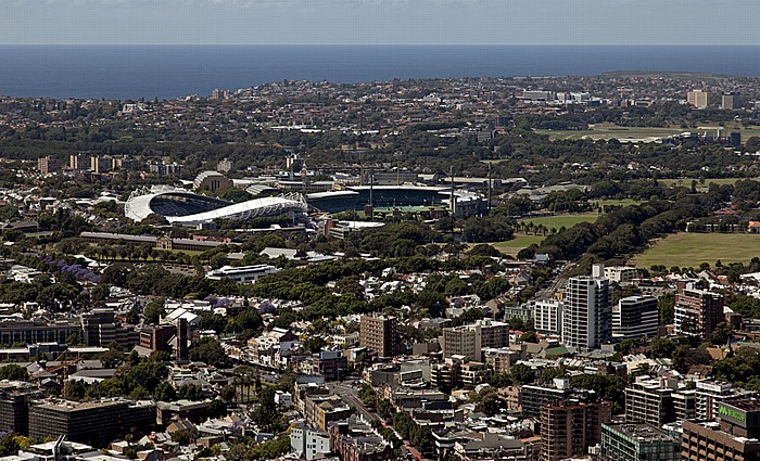 Blick vom Sydney Tower: Eastern Suburbs, Pazifischer Ozean Sydney
