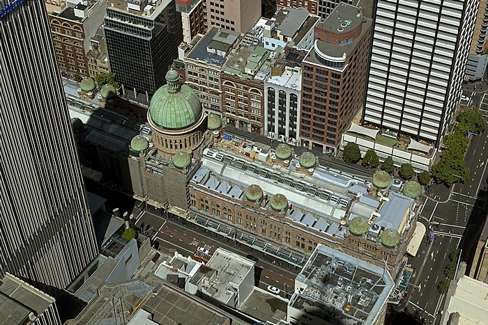 Blick vom Sydney Tower: Central Business District (CBD) - Queen Victoria Building Hilton Sydney Market Street