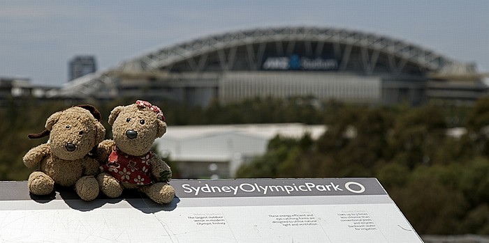 Sydney Haslams Creek Marker: Teddy und Teddine ANZ Stadium Sydney Olympic Park