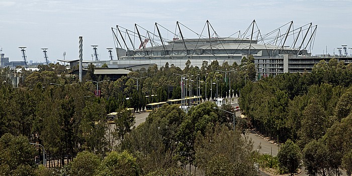 Blick vom Haslams Creek Marker: Sydney Olympic Park mit dem Sydney Super Dome (Allphones Arena) Sydney