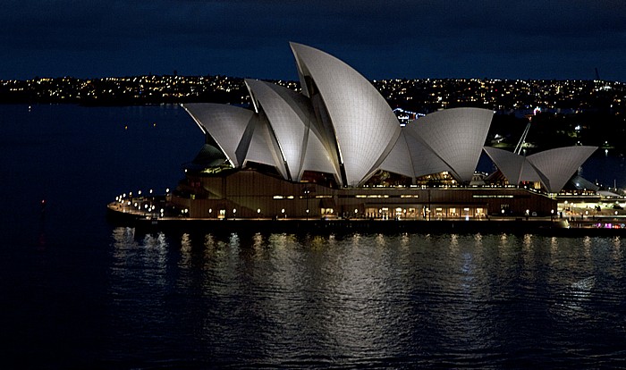 Blick von der Sydney Harbour Bridge: Port Jackson, Sydney Opera House und Sydney Cove