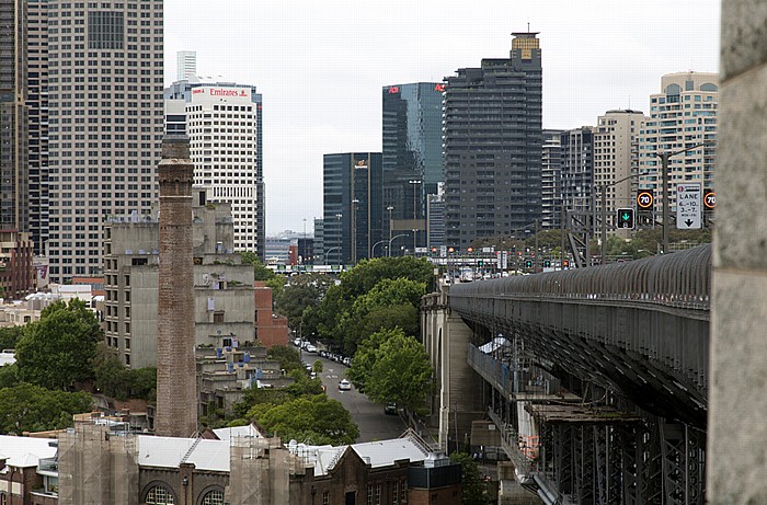 Blick von der Sydney Harbour Bridge: Central Business District (CBD), The Rocks Sydney