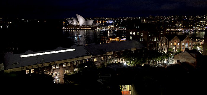 Blick von der Sydney Harbour Bridge: The Rocks, Sydney Cove, Sydney Opera House