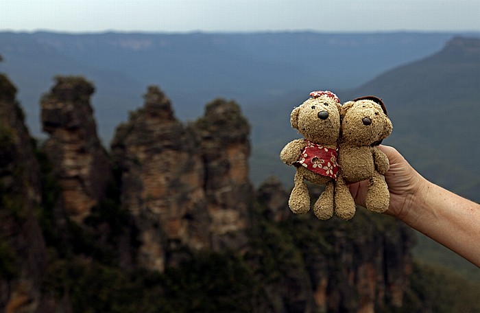 Katoomba Echo Point Lookout: Teddine und Teddy Blue Mountains The Three Sisters