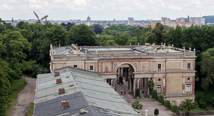 Park Sanssouci: Orangerieschloss (Neue Orangerie) - Blick von der Turmgalerie Potsdam