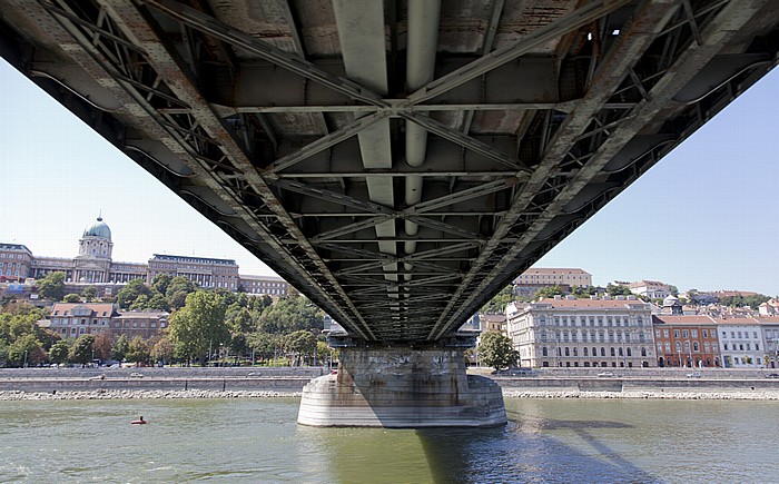 Budapest Donau, Kettenbrücke (Széchenyi Lánchíd), Buda Burgberg Burgpalast