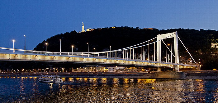 Budapest Donau, Elisabethbrücke (Erzsébet híd), Buda Freiheitsstatue Gellértberg Rudas-Bad