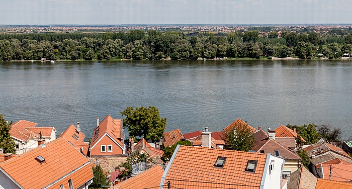 Blick vom Kula Sibinjanin Janka (Gardos Turm) (v.u.): Zemun, Donau, Borca Belgrad