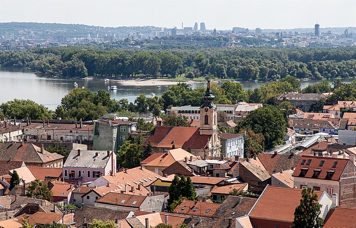 Belgrad Blick vom Kula Sibinjanin Janka (Gardos Turm): Zemun, Donau und Große Kriegsinsel