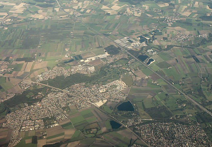 Bayern - Landkreis Fürstenfeldbruck: Olching Ampersee Gröbenzell Gröbenzeller See Grube Graßlfing Olchinger See Luftbild aerial photo
