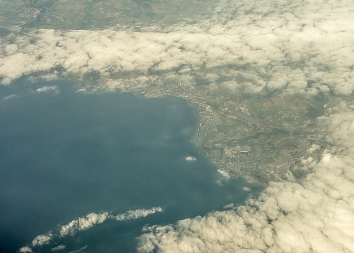 Kanton Waadt: Genfer See Préverenges Rangierbahnhof Lausanne-Denges Saint-Sulpice Luftbild aerial photo