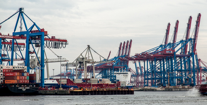 Hamburger Hafen: Containerterminal Burchardkai (links) und Eurogate Container Terminal Hamburg