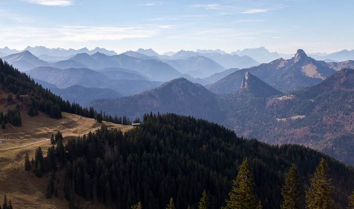 Wallberg Karwendel (links) und Wettersteingebirge