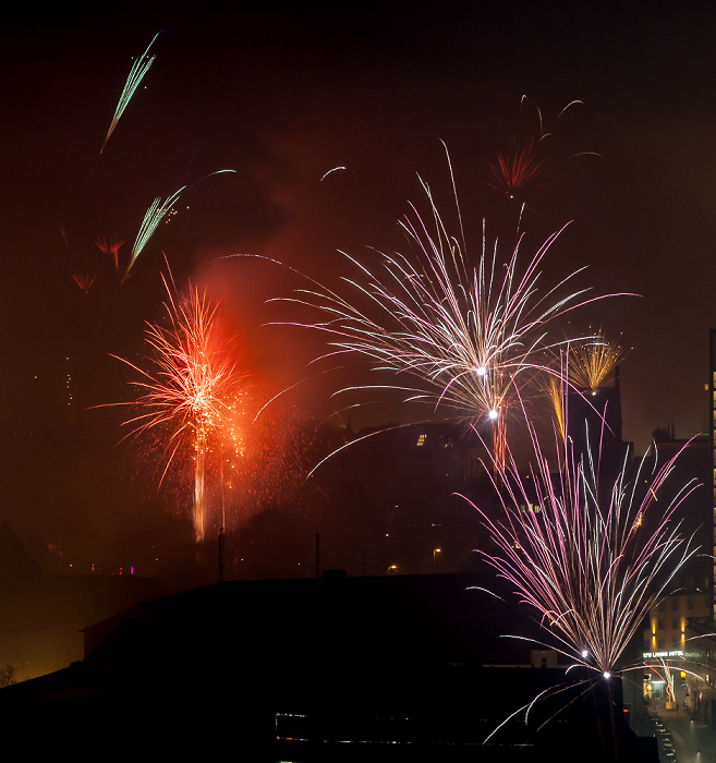 München Blick vom BR-Funkhaus: Silvester-/Neujahr-Feuerwerk